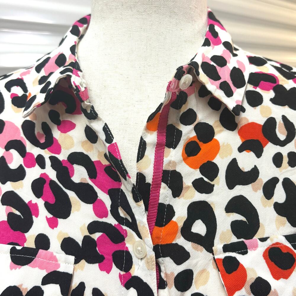 Chicos Blouse, Button Up, Animal Print, Pink White Black, Women’s Size 6, - Picture 4 of 6